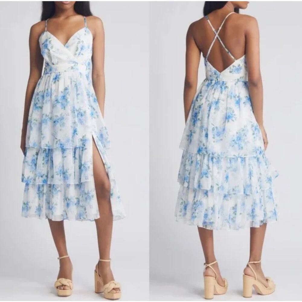 Lulu's Blue and White Floral Mini Dress